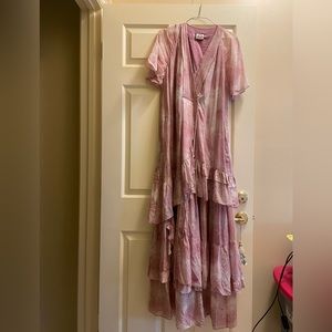 Juicy Couture Frilly Ruffle Maxi Dress in Dusty Rose